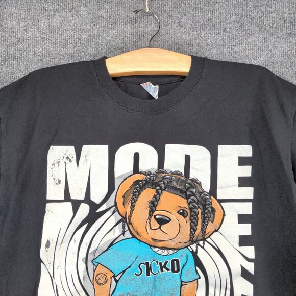 Yazbek Mens Travis Scott Bear Sicko Mode Cactus Jack Graphic T-Shirt Black Large - Picture 3 of 14